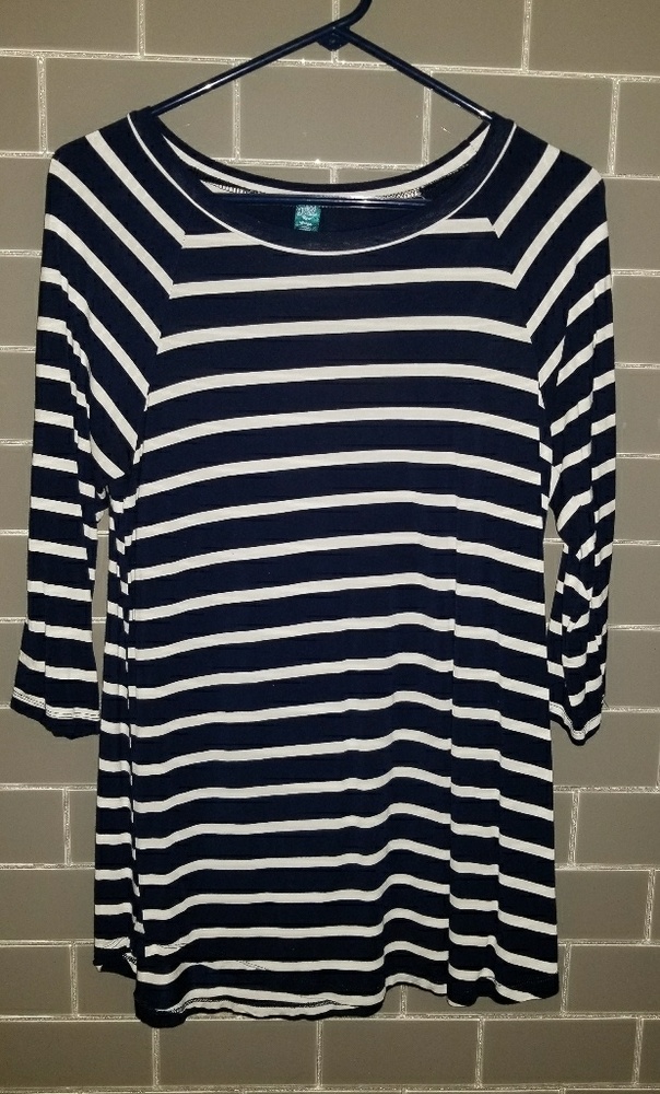 Navy & White Striped Top